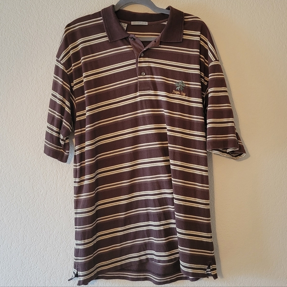Cutter & Buck Other - Cutter & Buck Brown and Cream Striped Polo